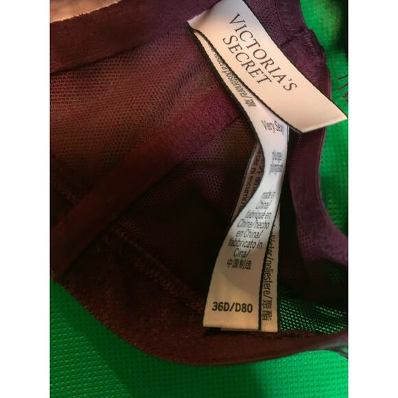 Victoria's Secret Plum Lace 36D Very Sexy Lace Back Lightly Lined Bra - Picture 2 of 5